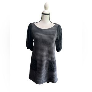 Anthropologie houndstooth mini dress size small with pockets